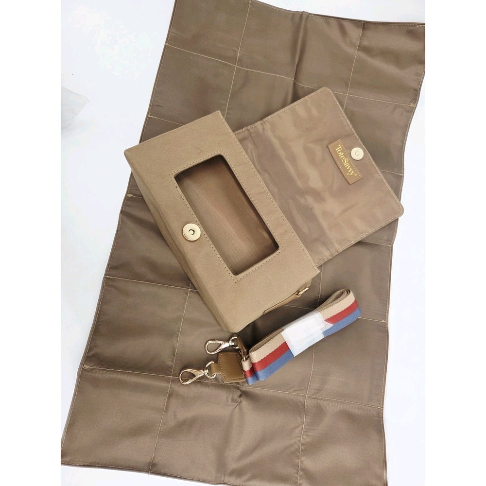 Tote Savvy Crossbody Mini Travel PARK Diaper Bag Pad WIPES Holder Brown  NEW